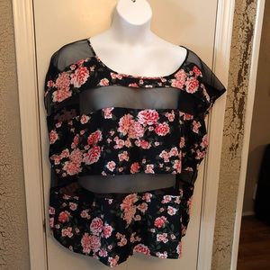 Torrid Floral Sheer Stripped Blouse